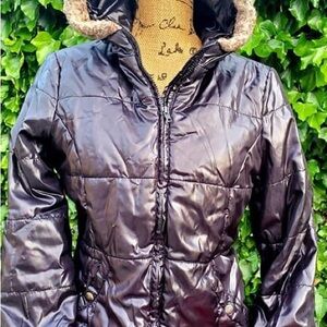 Forever 21 Black Puffer Jacket with Hood